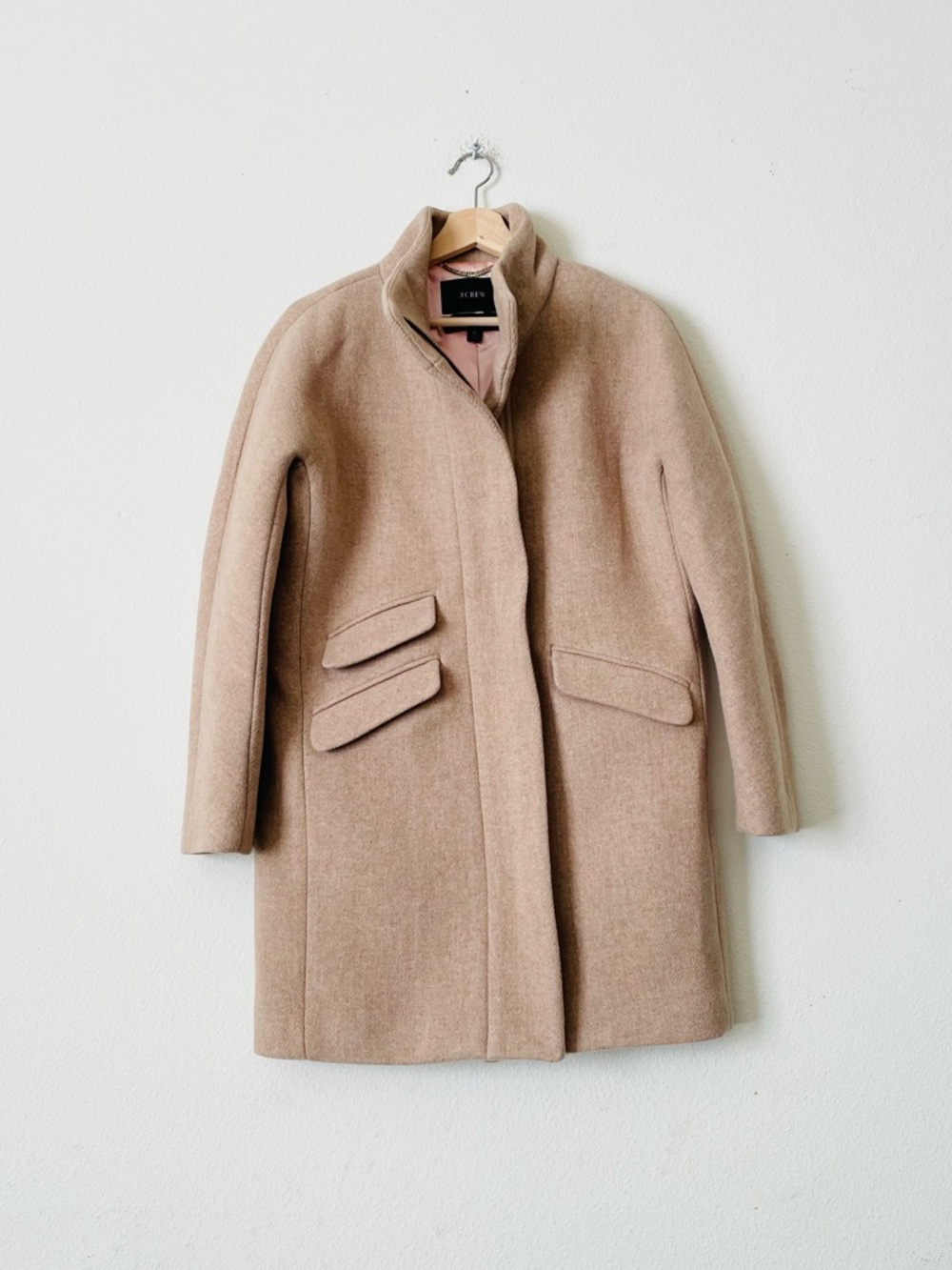 Jcrew SIZE 6 Cocoon coat in Italian Staidum cloth wool blend in beige
